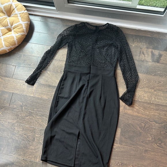 Gothic Mesh Pencil Dress with Long Sleeves in Black - Picture 8 of 10